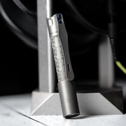 Drop Date (12/23): Reylight x URBAN Pineapple Mini Flashlight - Beadblasted Ti Chaos Seigaiha™ w/ Milled Ti Clip - URBAN EDC®