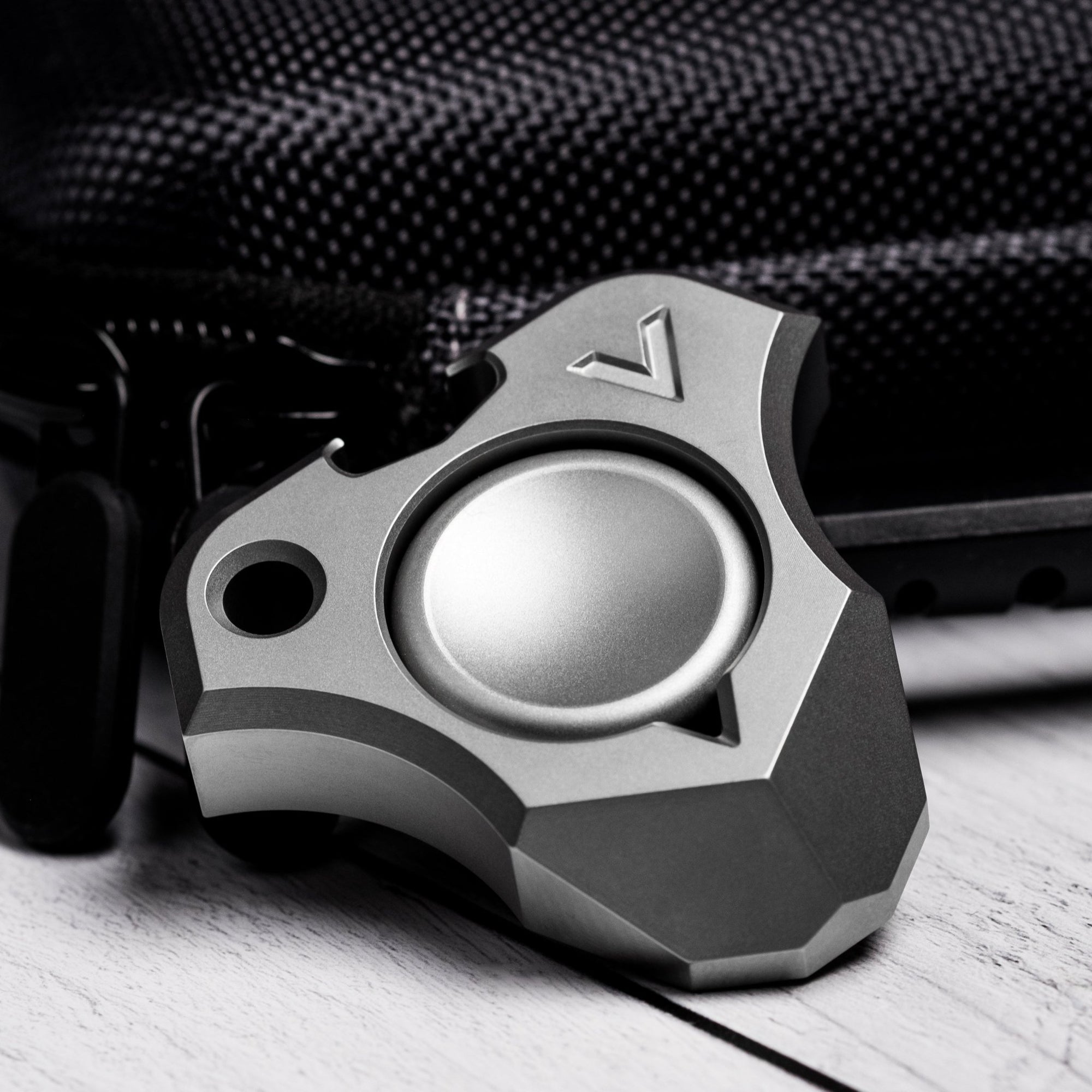 EDC - V Megalodon Bottle Opener - Blasted Stainless Steel w/ Blasted SS Button - URBAN EDC®