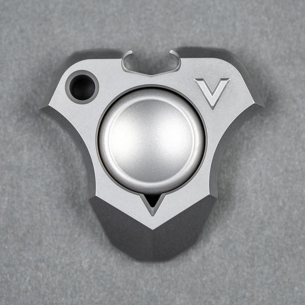 EDC - V Megalodon Bottle Opener - Blasted Stainless Steel w/ Blasted SS Button - URBAN EDC®