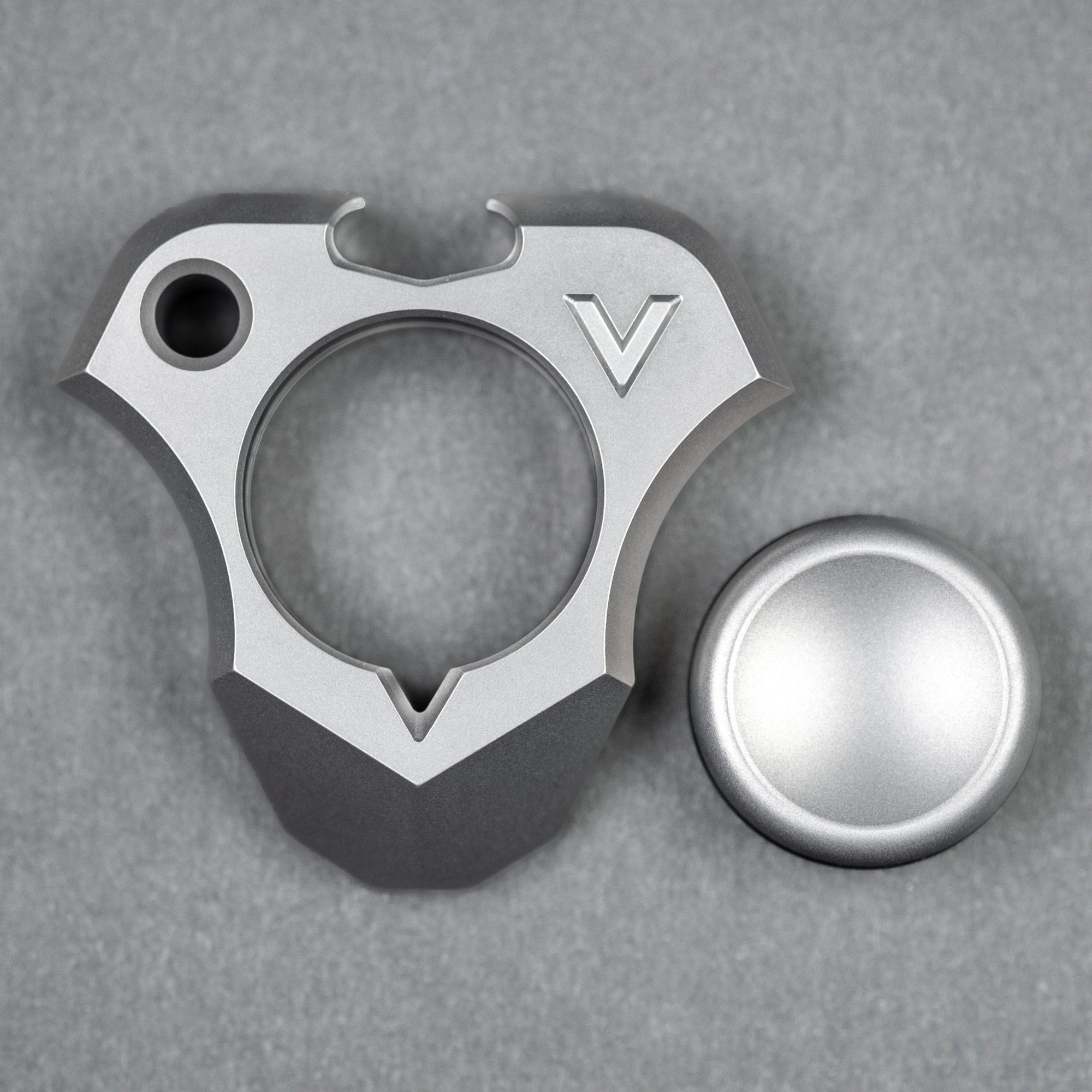 EDC - V Megalodon Bottle Opener - Blasted Stainless Steel w/ Blasted SS Button - URBAN EDC®