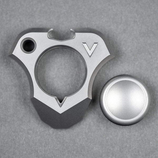 EDC - V Megalodon Bottle Opener - Blasted Stainless Steel w/ Blasted SS Button - URBAN EDC®