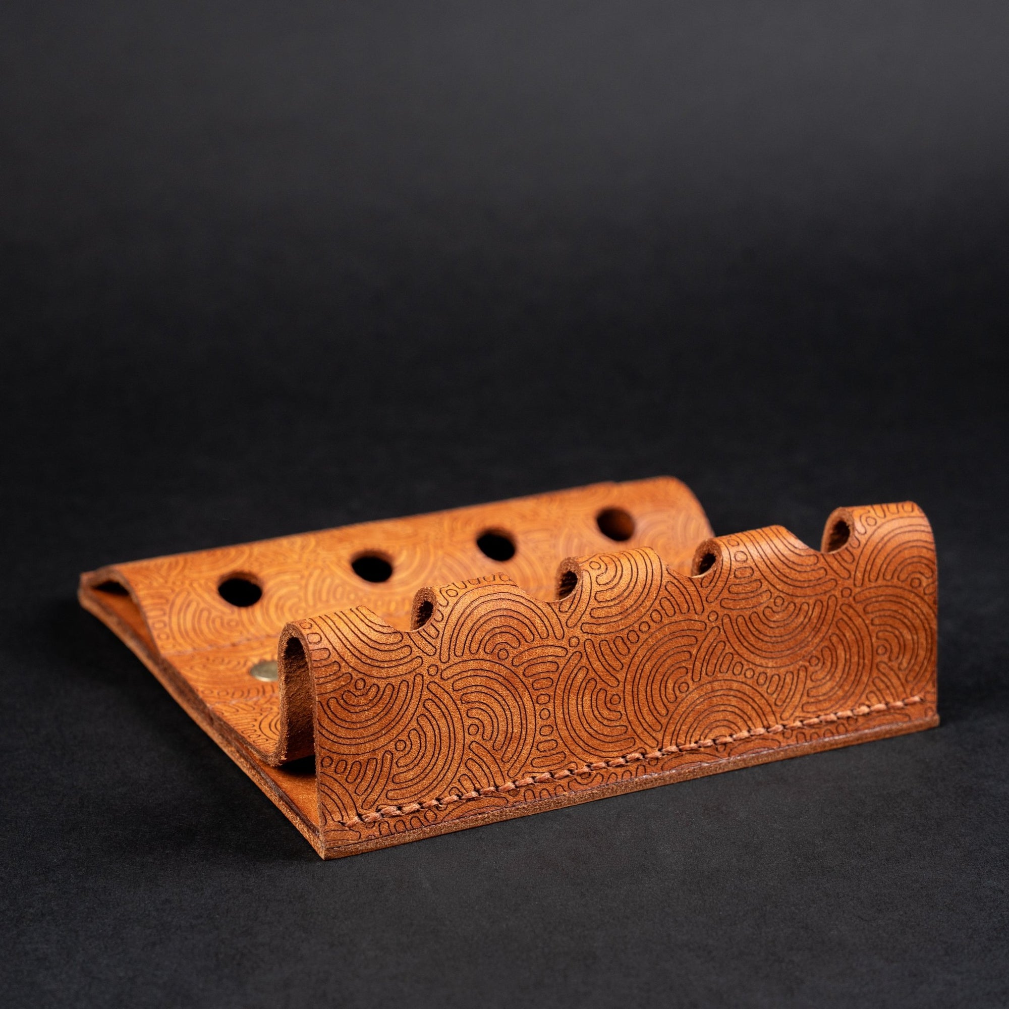 EL Mercantile x URBAN Leather Pen Valet - Burnt Orange Chaos Seigaiha™ (Custom) - URBAN EDC®