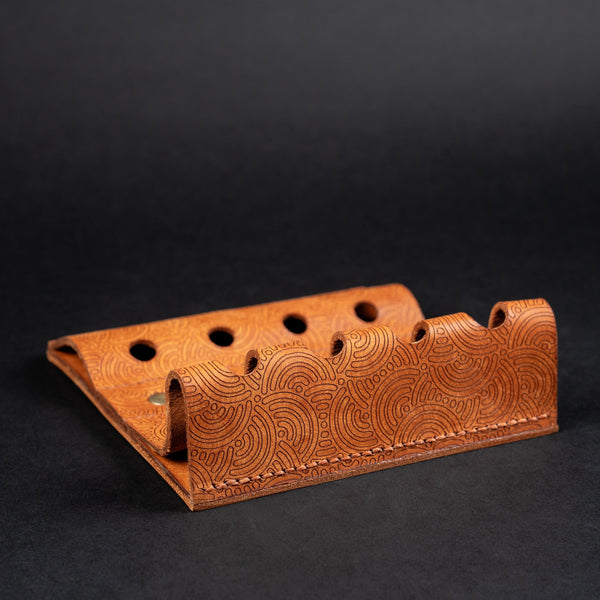 EL Mercantile x URBAN Leather Pen Valet - Burnt Orange Chaos Seigaiha™ (Custom) - URBAN EDC®