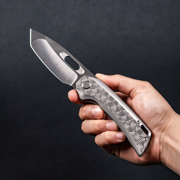EMP EDC x URBAN Nymble XT - Belt Satin Magnacut & Bead Blasted Ti w/ Chaos Seigaiha™ - URBAN EDC®