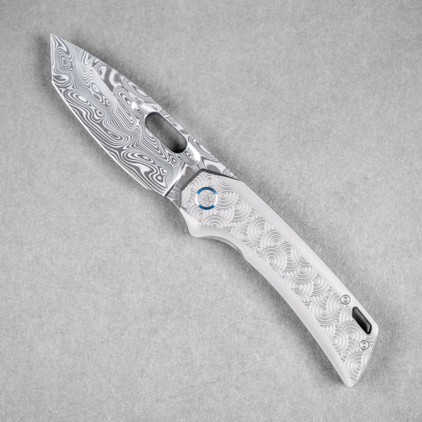 EMP EDC x URBAN Nymble XT - Damasteel & Bead Blasted Chaos Seigaiha™ Ti w/ Blue ZircuTi Accents - URBAN EDC®