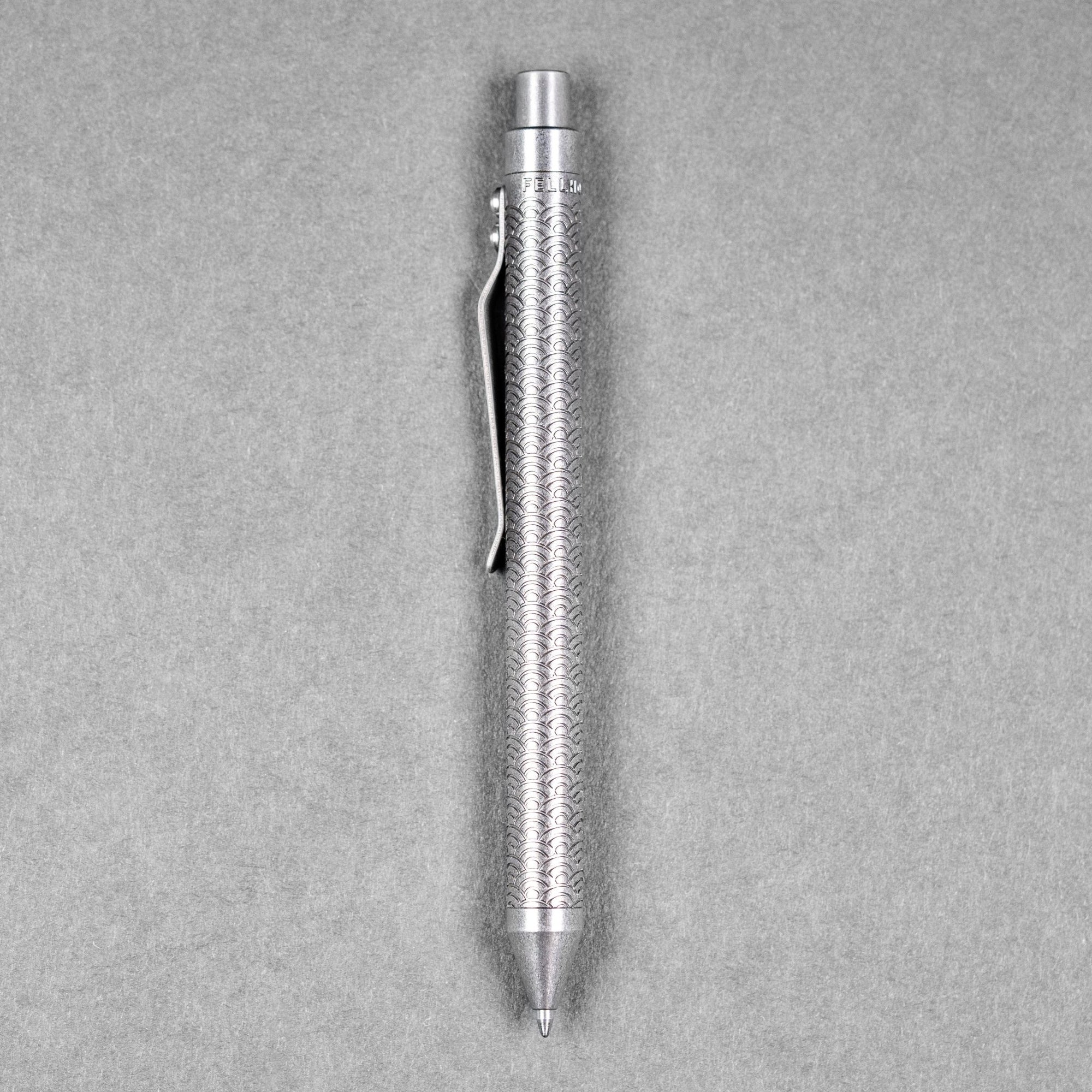 Fellhoelter x URBAN TiCkler Pen - Stonewashed Seigaiha Titanium - URBAN EDC®