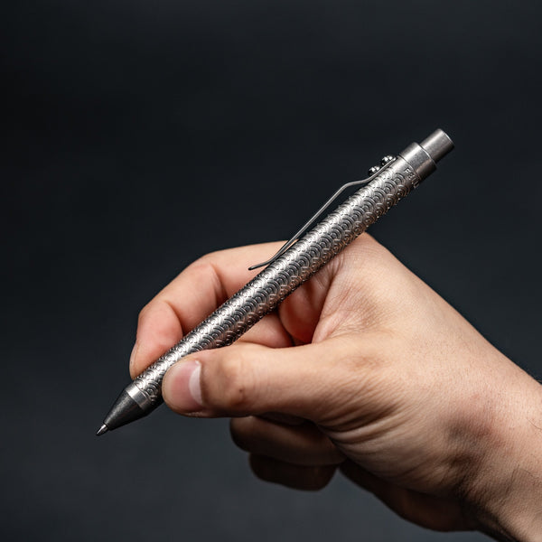 Fellhoelter x URBAN TiCkler Pen - Stonewashed Seigaiha Titanium - URBAN EDC®