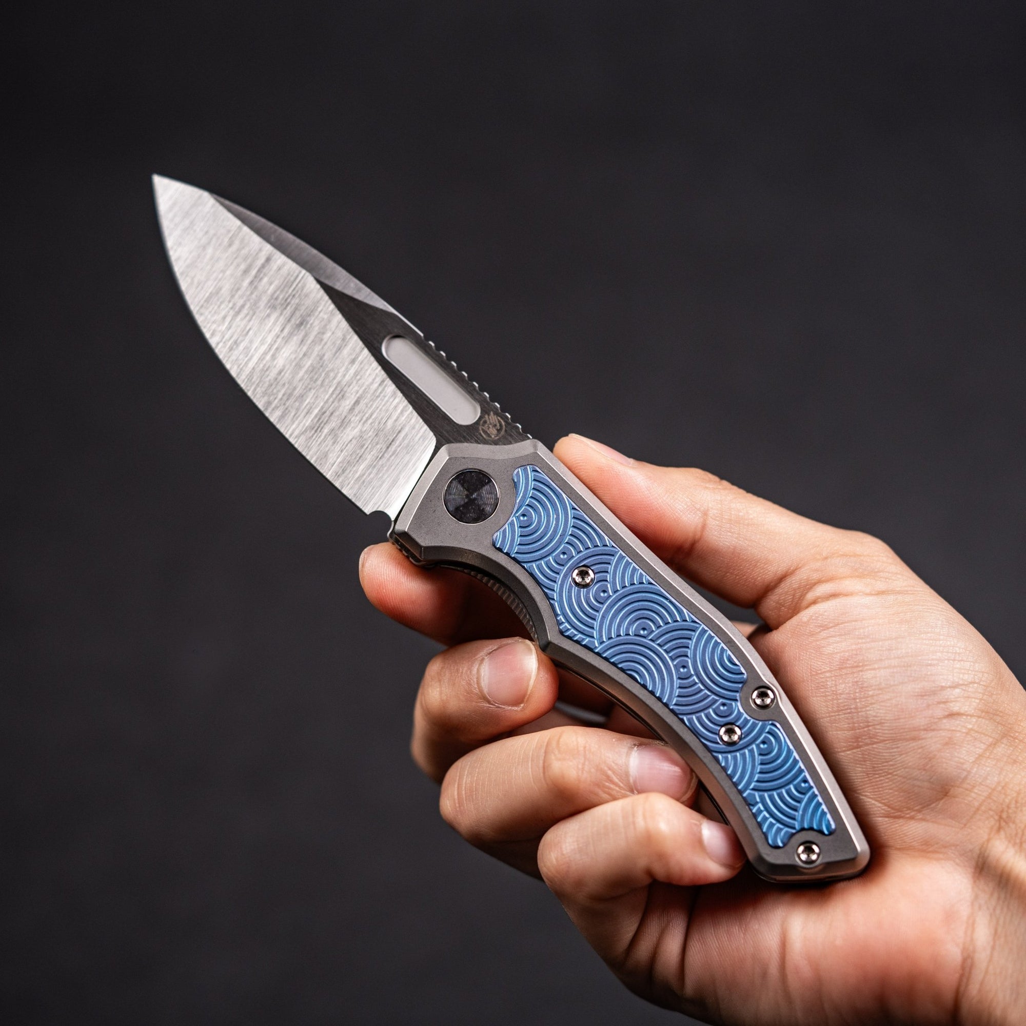 Griffin Co x URBAN Scout F3 Folder - Belt Satin Magnacut & Blurple Titanium w/ Chaos Seigaiha™ - URBAN EDC®