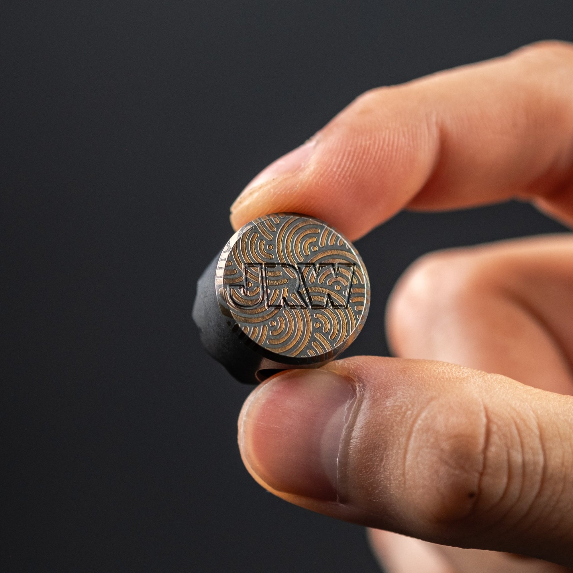 JRW Gear x URBAN Curator Lanyard Bead - Blackened Stainless Steel w/ Chaos Seigaiha - URBAN EDC®