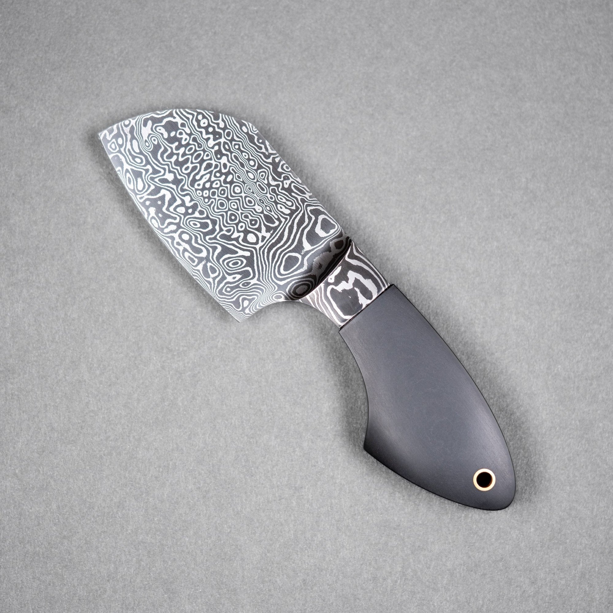 JSK Mini Cleaver - Damascus & Black Richlite w/ Brass Spacer (Custom) - URBAN EDC®