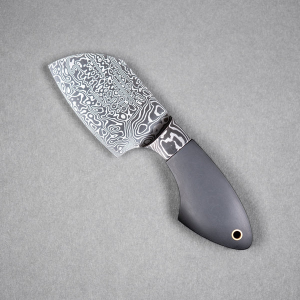 JSK Mini Cleaver - Damascus & Black Richlite w/ Brass Spacer (Custom) - URBAN EDC®