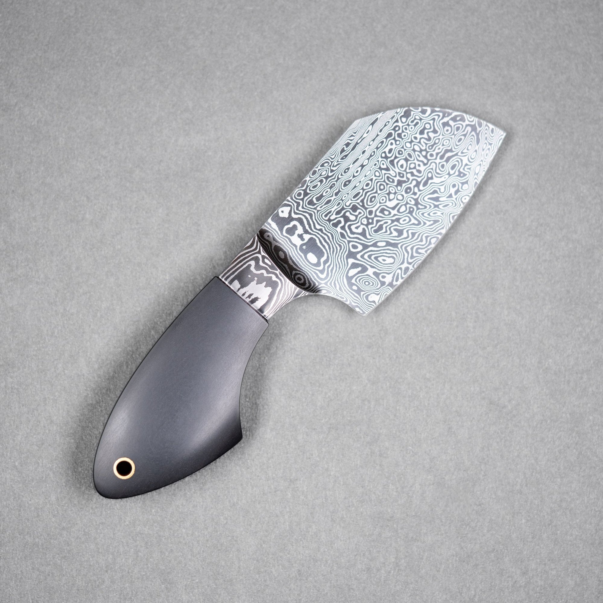 JSK Mini Cleaver - Damascus & Black Richlite w/ Brass Spacer (Custom) - URBAN EDC®