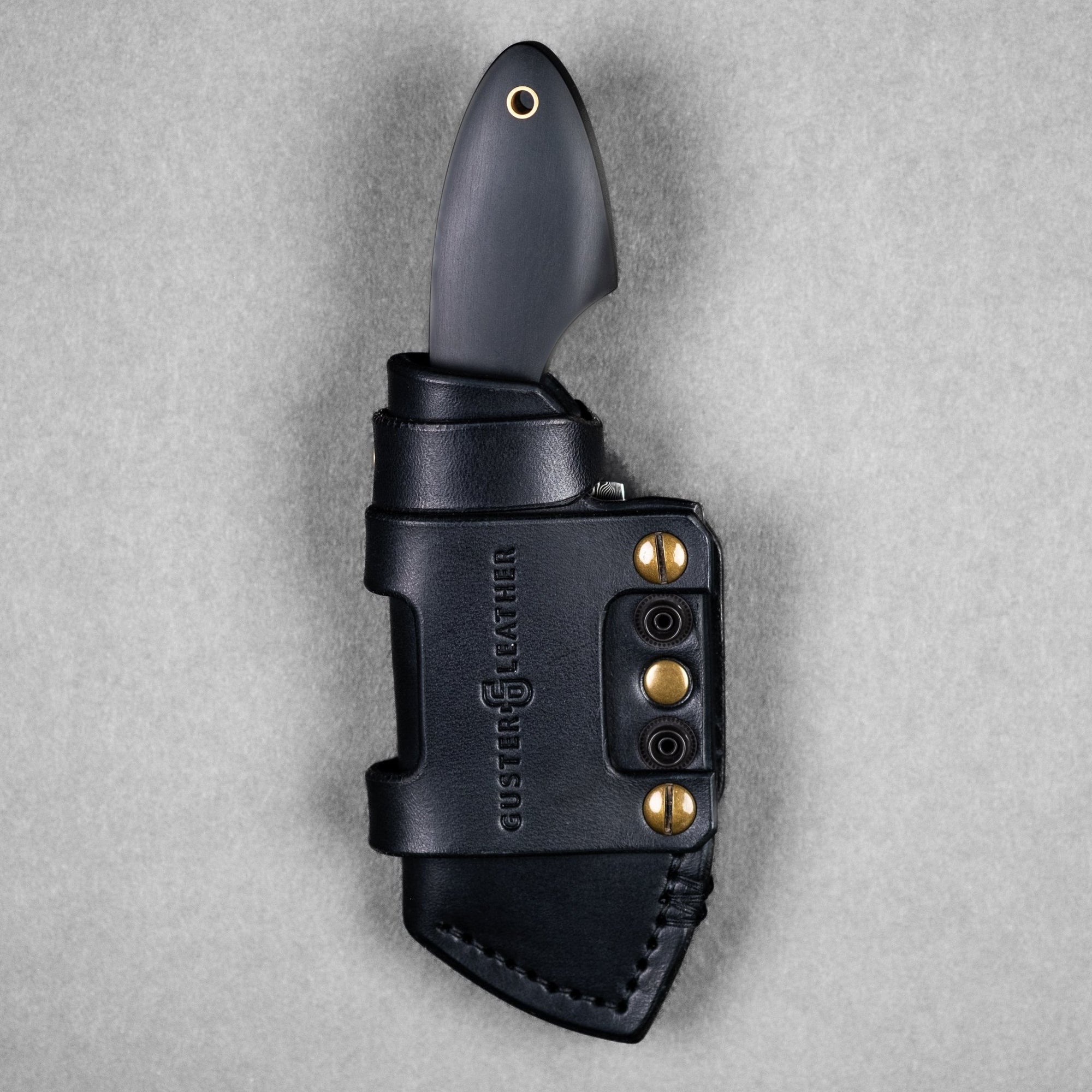 JSK Mini Cleaver - Damascus Steel & Black Richlite Micarta w/ Brass Lanyard Tube (Custom) - URBAN EDC®