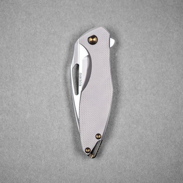Koenig Arius Flipper - Burnished M390 w/ Polished Flats & Titanium w/ Corda Pattern - URBAN EDC®
