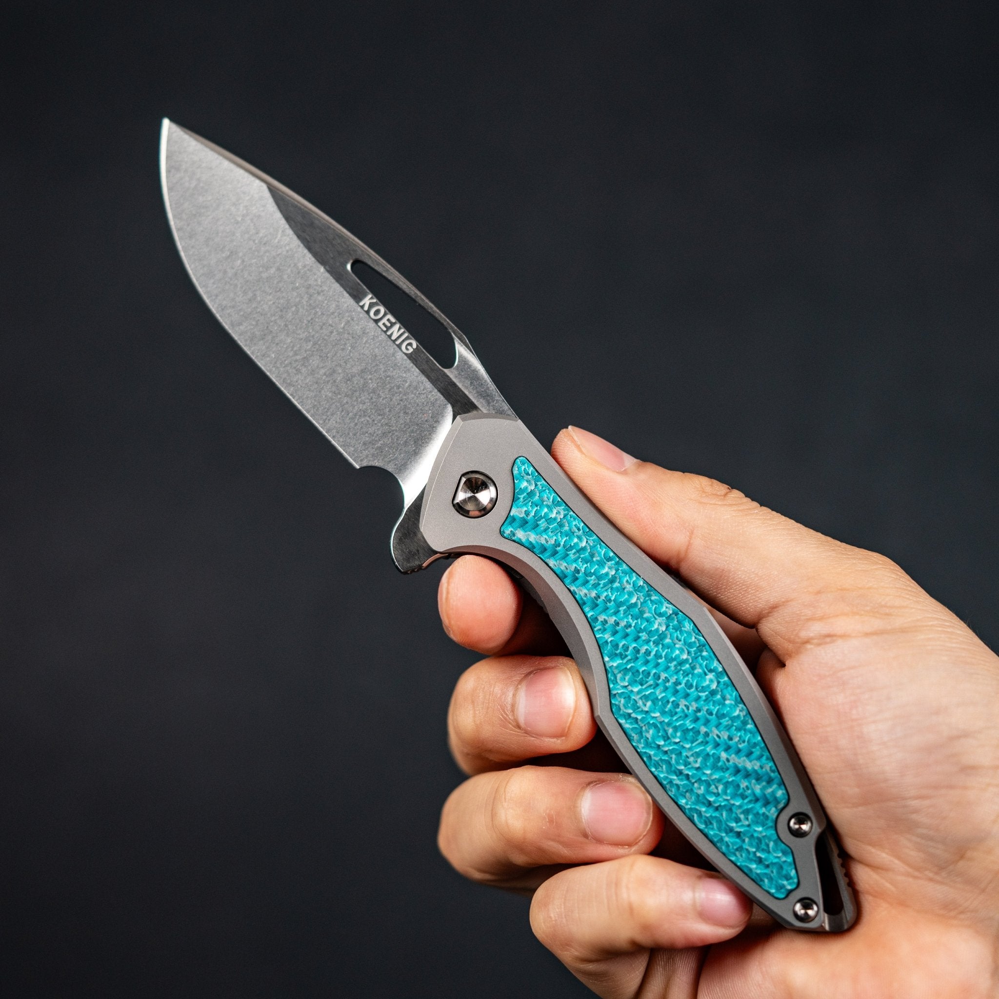 Koenig Mini Arius Flipper - Brightwashed w/ Polished Flats M390