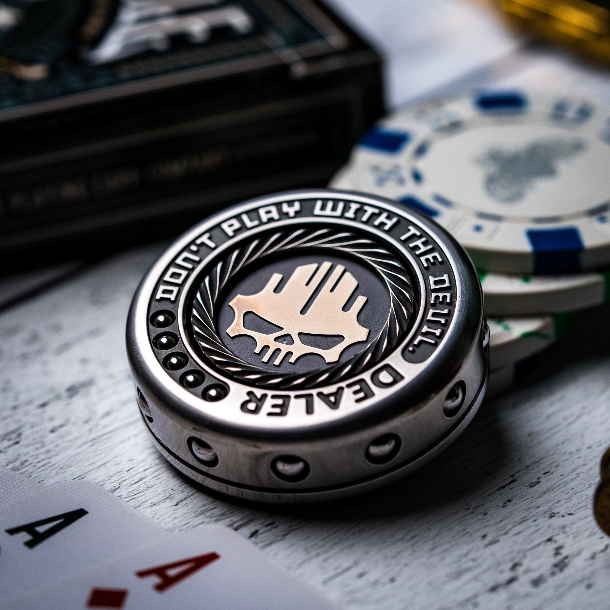 Lautie Mini Dealer Fidget Spinner - Stainless Steel & Zirconium