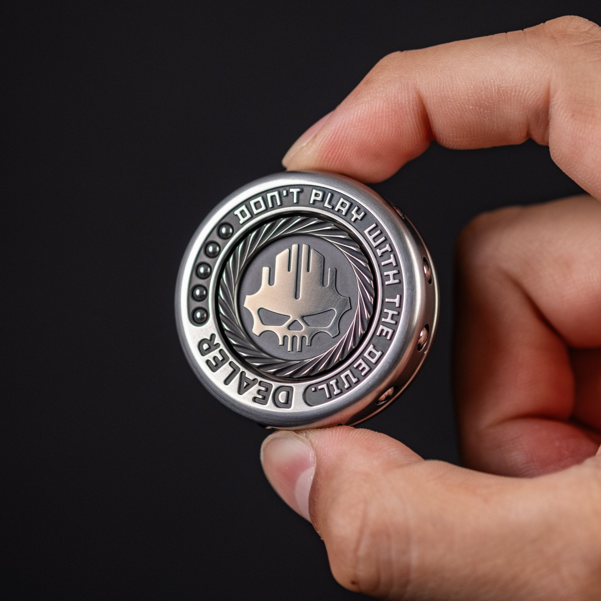 Lautie Mini Dealer Fidget Spinner - Stainless Steel & Zirconium