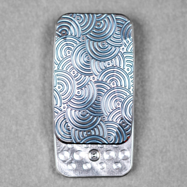 Magnus x URBAN Squashed Toad Fidget Slider - Light Blue Titanium w/ Chaos Seigaiha™ & SS Swiss Plates - URBAN EDC®