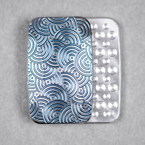 Magnus x URBAN Squashed Toad Fidget Slider - Mid Blue Titanium w/ Chaos Seigaiha™ & SS Swiss Plates - URBAN EDC®