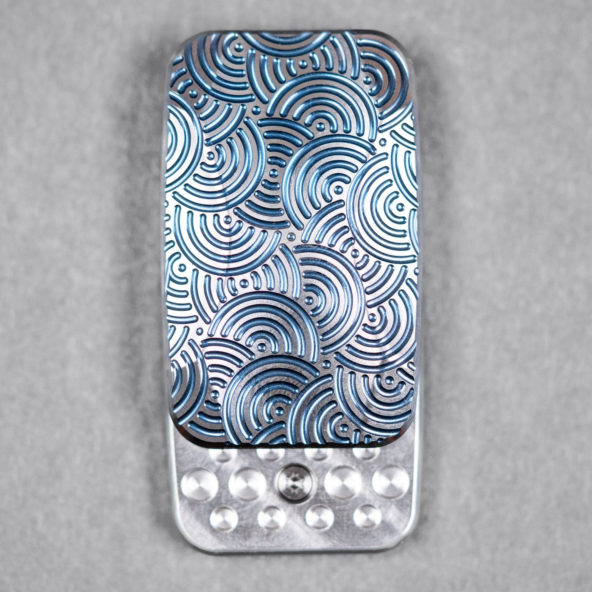 Magnus x URBAN Squashed Toad Fidget Slider - Mid Blue Titanium w/ Chaos Seigaiha™ & SS Swiss Plates - URBAN EDC®