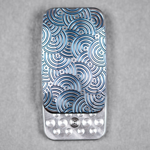 Magnus x URBAN Squashed Toad Fidget Slider - Mid Blue Titanium w/ Chaos Seigaiha™ & SS Swiss Plates - URBAN EDC®