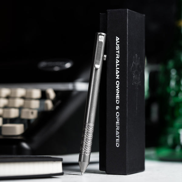 MIG x URBAN Bolt Action Pen - Seigaiha Titanium - URBAN EDC®