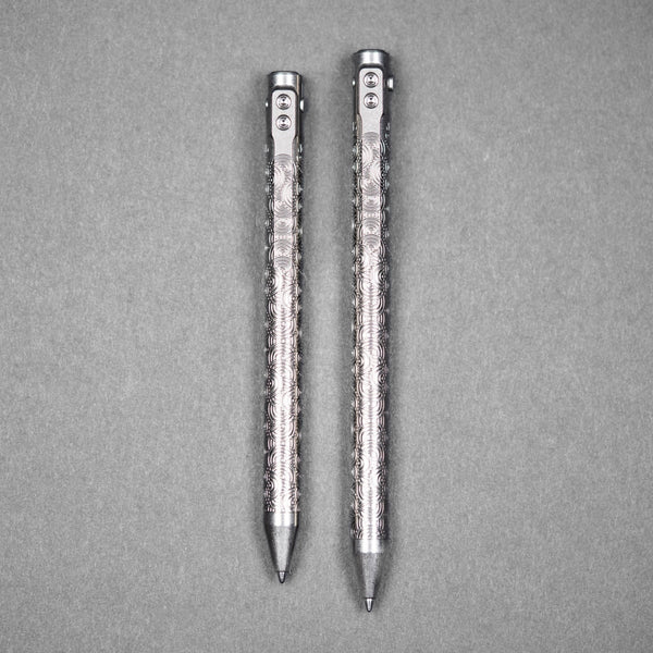 Nottingham Tactical x URBAN TB360™ Pen - Tumbled Ti Chaos Seigaiha™ w/ Milled Chaos Seigaiha™ Clip - URBAN EDC®