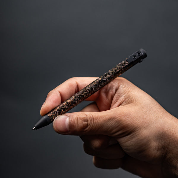 Nottingham Tactical x URBAN TB360™ Pen - Two - Tone Black Ti Cerakote w/ Bronze Ano Ti Chaos Seigaiha™ w/ Milled Chaos Seigaiha™ Clip - URBAN EDC®