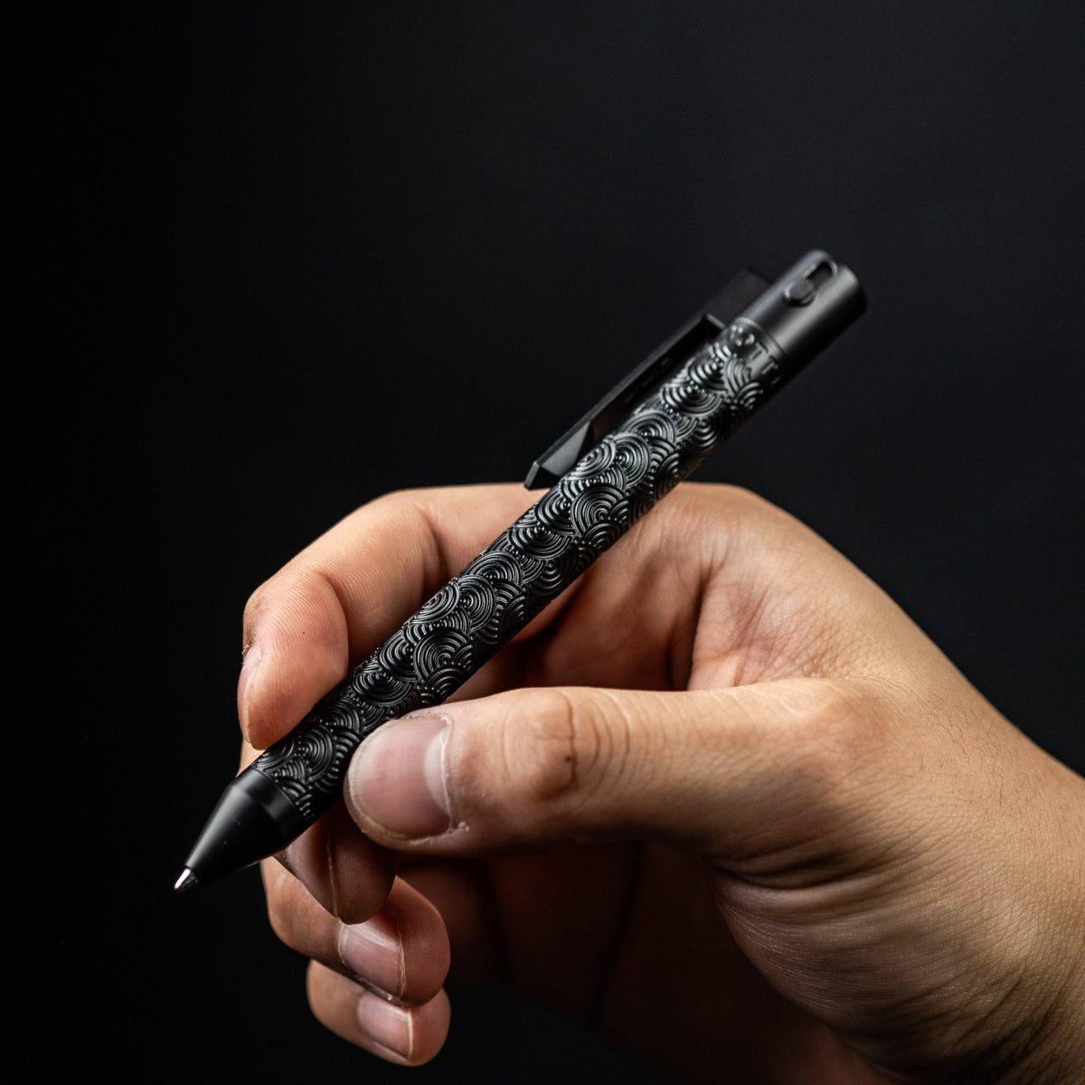 Nottingham Tactical x URBAN TiButton Single Lock Pen - Black Ti Cerako ...