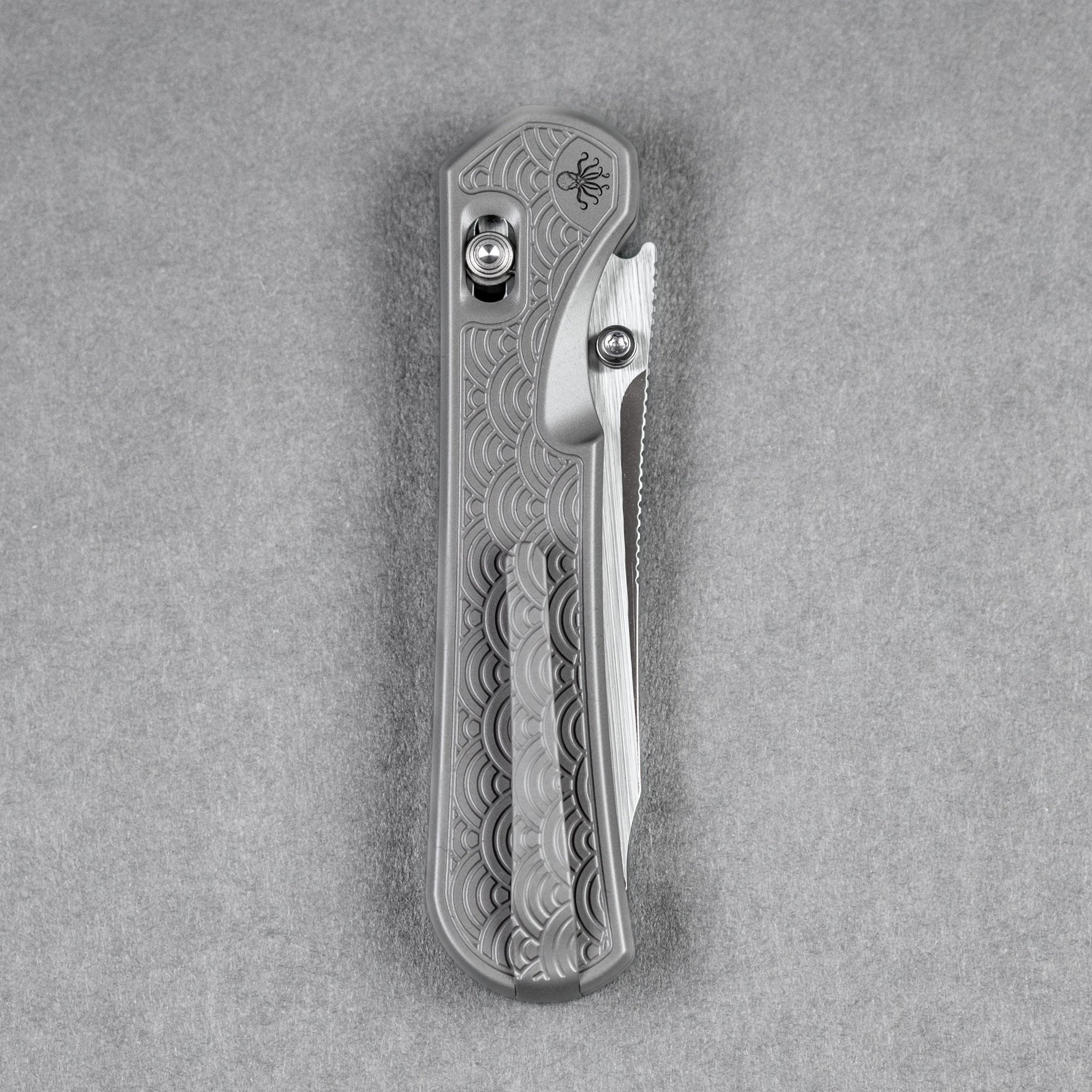 Piratech x URBAN Kraken - Satin S90V w/ Bead Blast Titanium Seigaiha (Yamato Exclusive) - URBAN EDC®