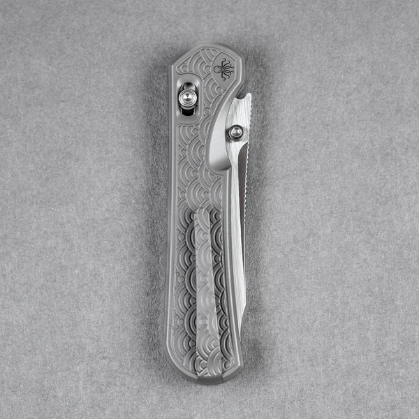 Piratech x URBAN Kraken - Satin S90V w/ Bead Blast Titanium Seigaiha (Yamato Exclusive) - URBAN EDC®