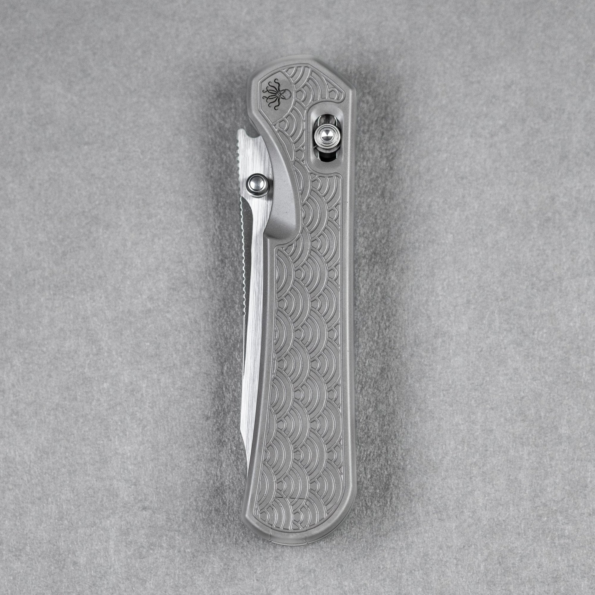 Piratech x URBAN Kraken - Satin S90V w/ Bead Blast Titanium Seigaiha (Yamato Exclusive) - URBAN EDC®