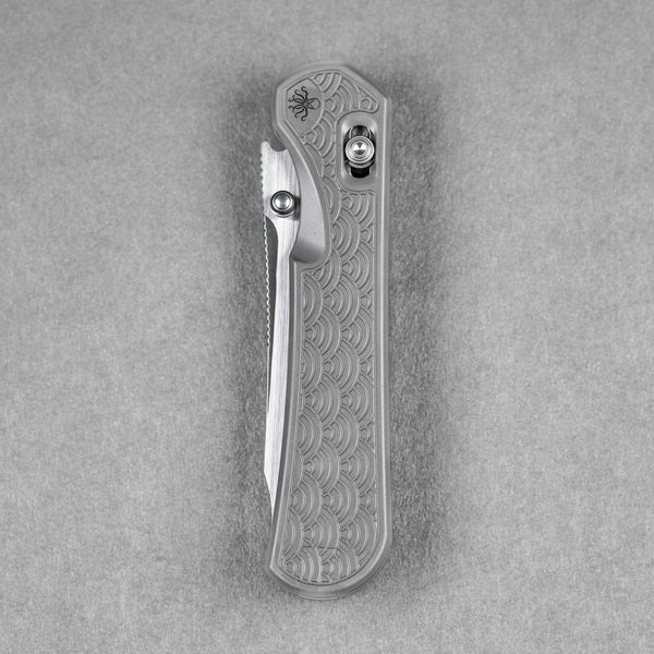 Piratech x URBAN Kraken - Satin S90V w/ Bead Blast Titanium Seigaiha (Yamato Exclusive) - URBAN EDC®