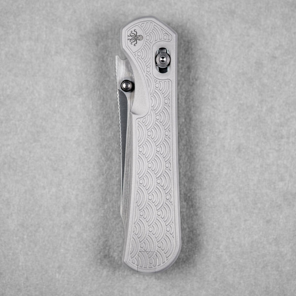 Piratech x URBAN Tsunami - Satin DLC S90V w/ Bead Blast Titanium Seigaiha - URBAN EDC®
