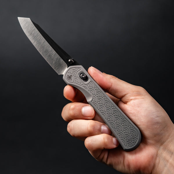 Piratech x URBAN Tsunami - Satin DLC S90V w/ Bead Blast Titanium Seigaiha - URBAN EDC®