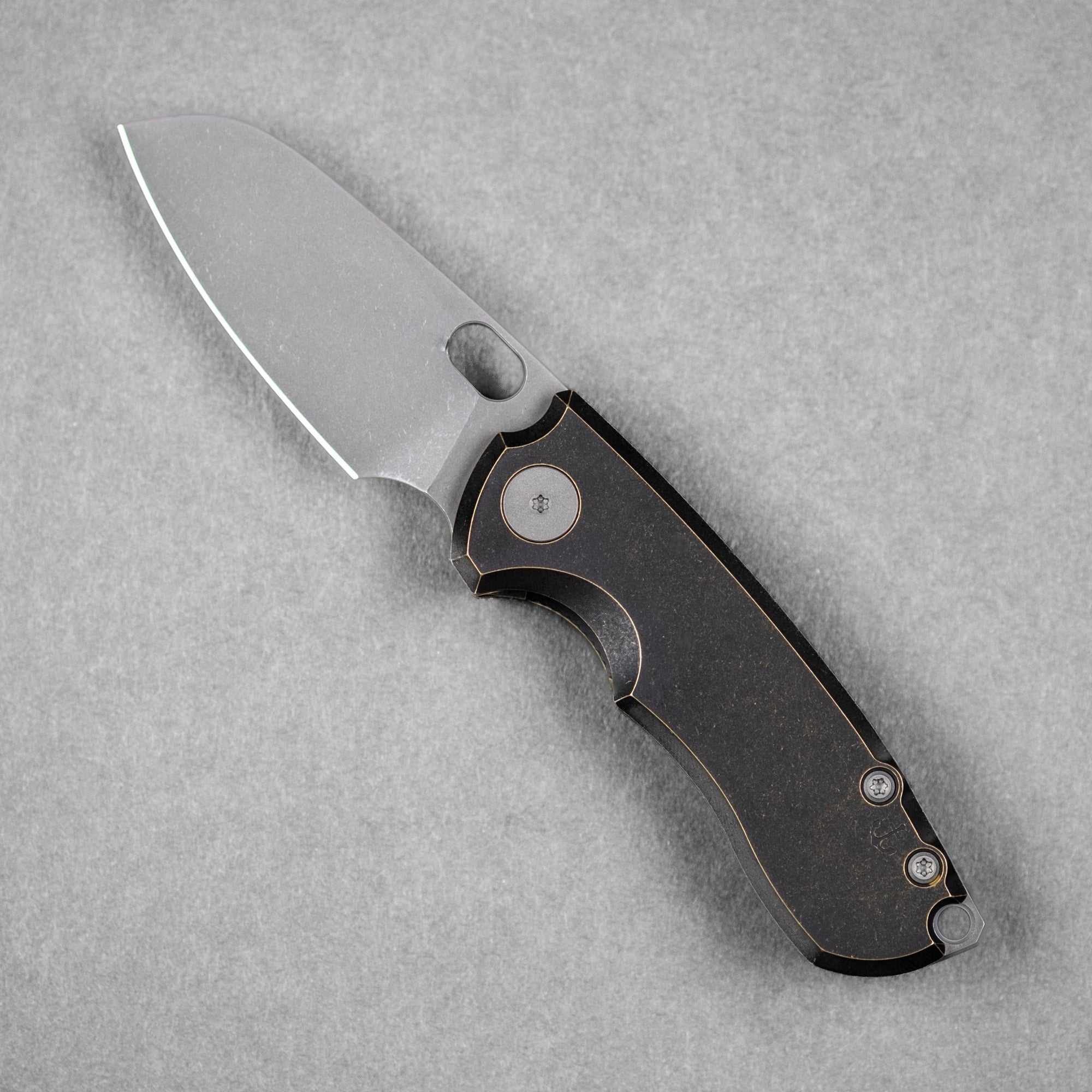 Pre - Order: URBAN Jib - Darkwashed Vanax & Antiqued Bronze Linerlock w/ Titanium Backspacer - URBAN EDC®