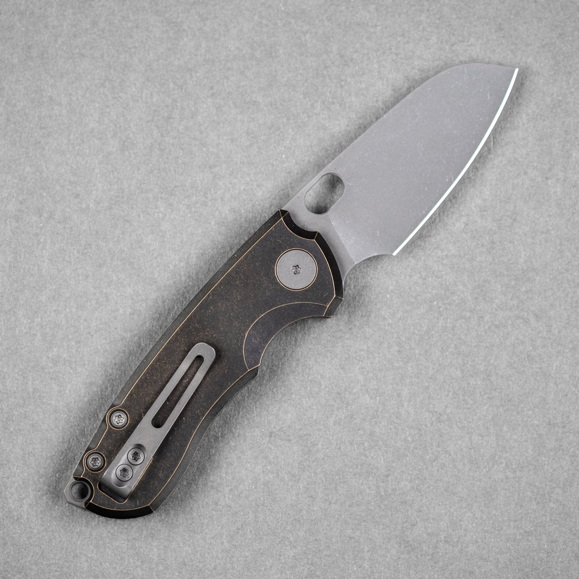 Pre - Order: URBAN Jib - Darkwashed Vanax & Antiqued Bronze Linerlock w/ Titanium Backspacer - URBAN EDC®