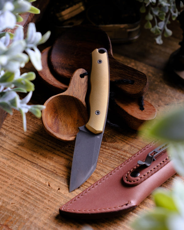 Pre - Order: URBAN Lagarto - Acid - Etched Magnacut & Bead Blasted Brass w/ Micro Milling - URBAN EDC®