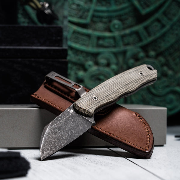 Pre - Order: URBAN Lagarto - Acid - Etched Magnacut & OD Green Micarta - URBAN EDC®