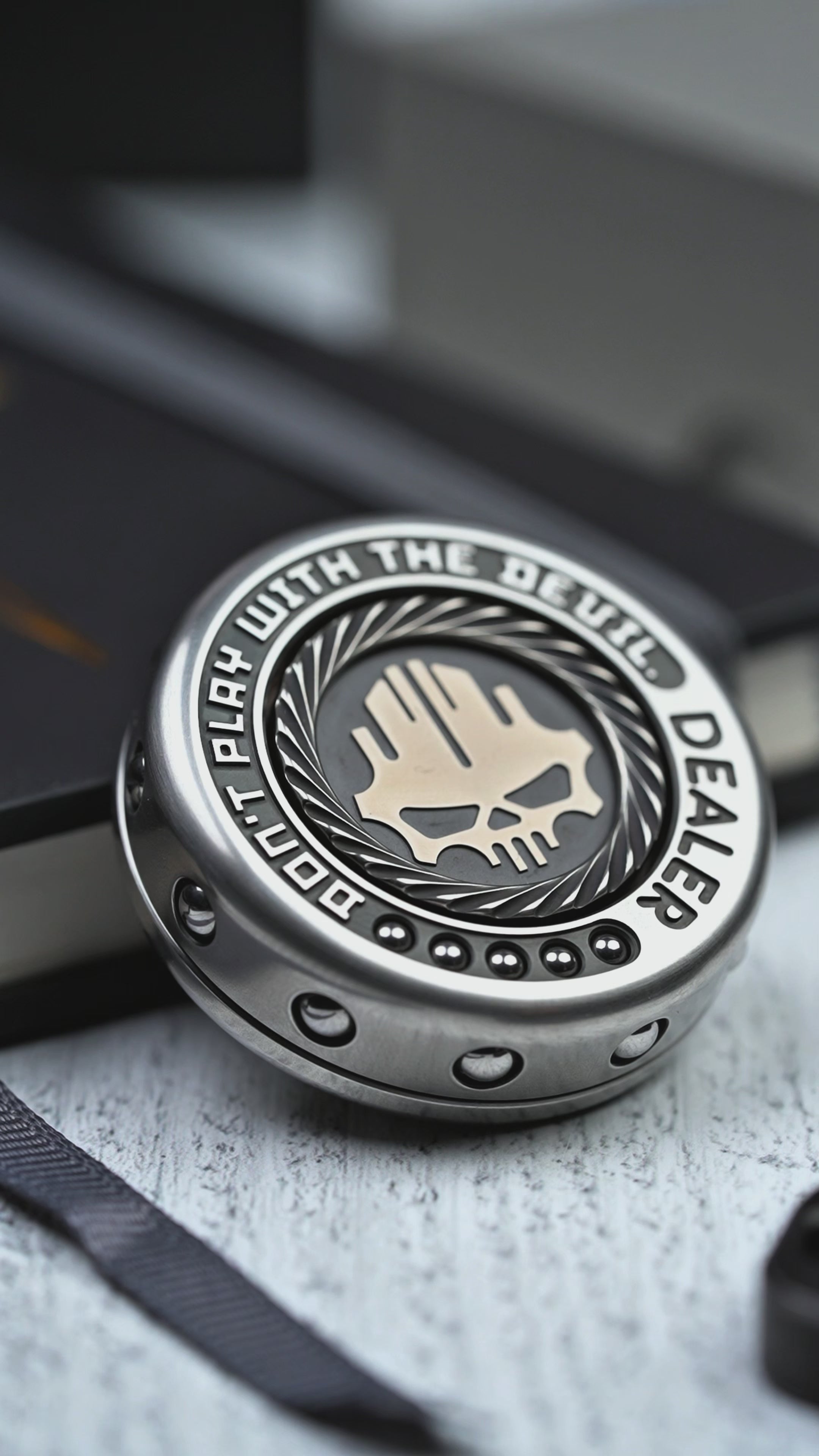 Lautie Mini Dealer Fidget Spinner - Stainless Steel & Zirconium