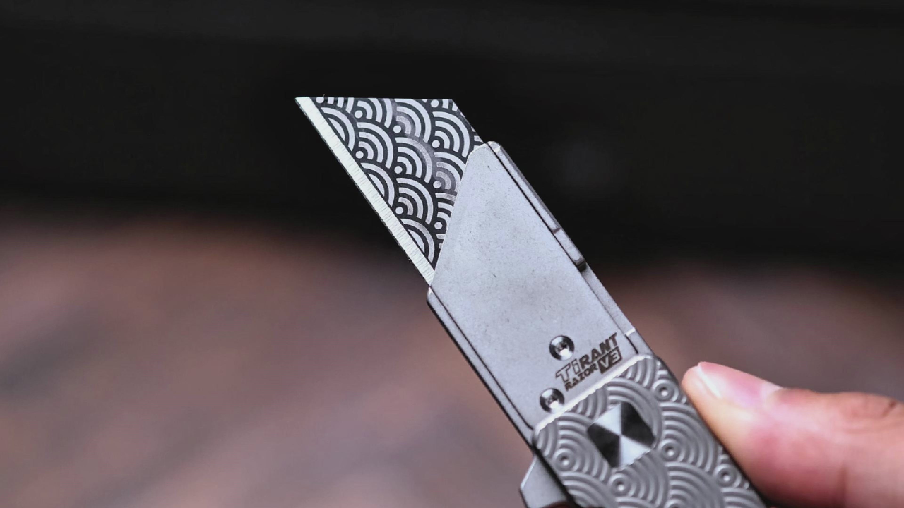Exceed Designs Co. x Urban EDC TiRant Razor V3 - Dark Seigaiha