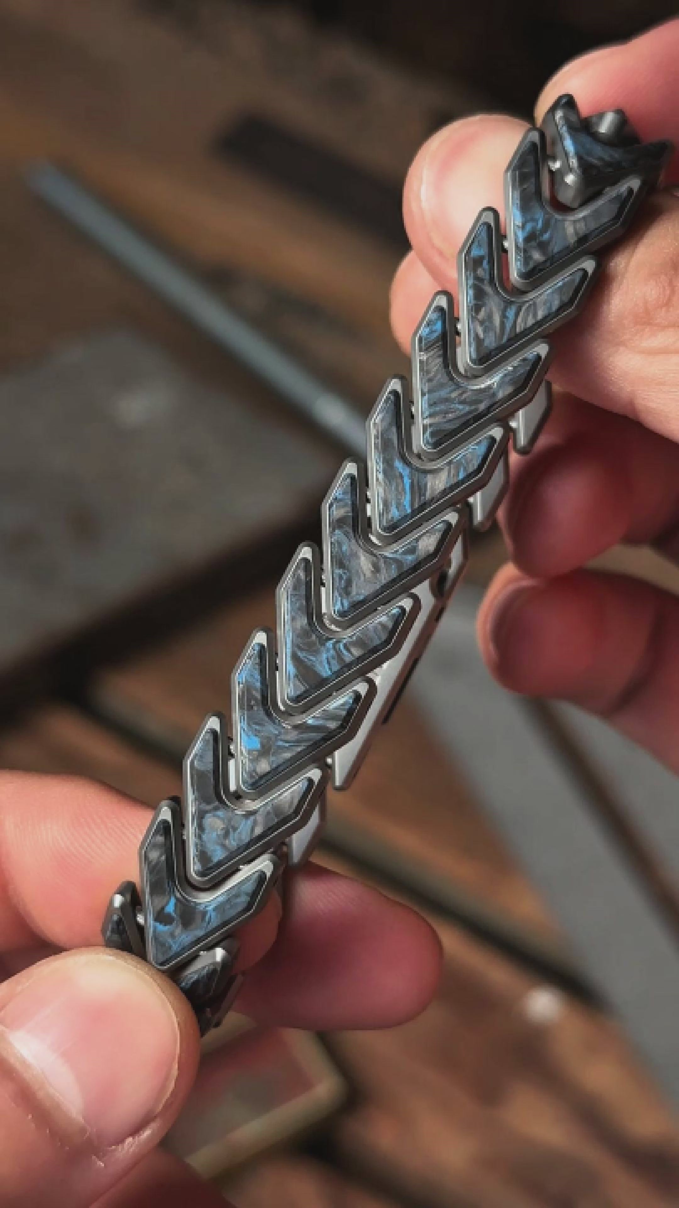 Tomas Makes Vector Bracelet - Titanium w/ Dark Matter Blue Carbon