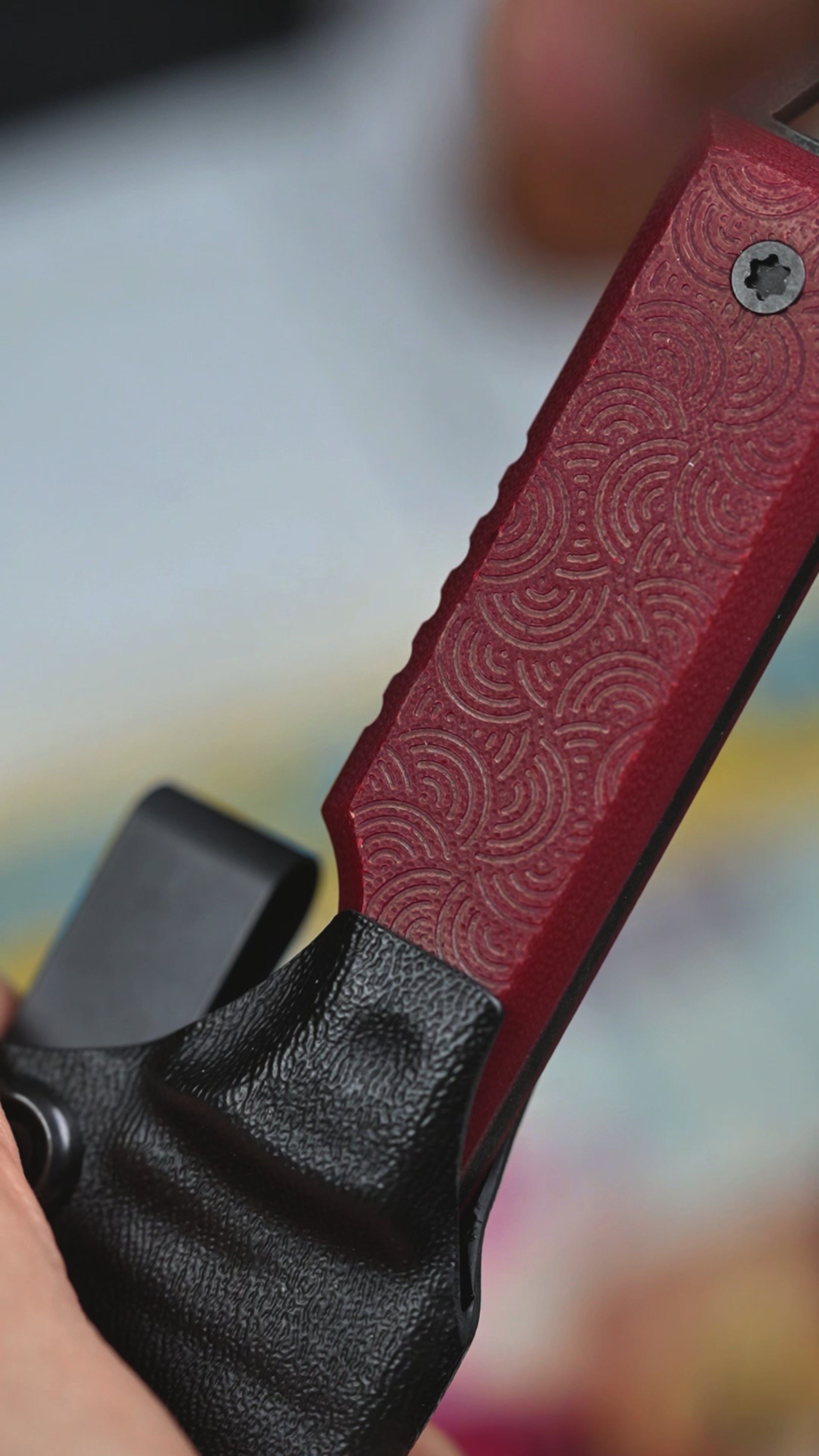 JSK x URBAN Tanto - Black Cerakote Nitro-V & Ruby Red G10 w/ Chaos