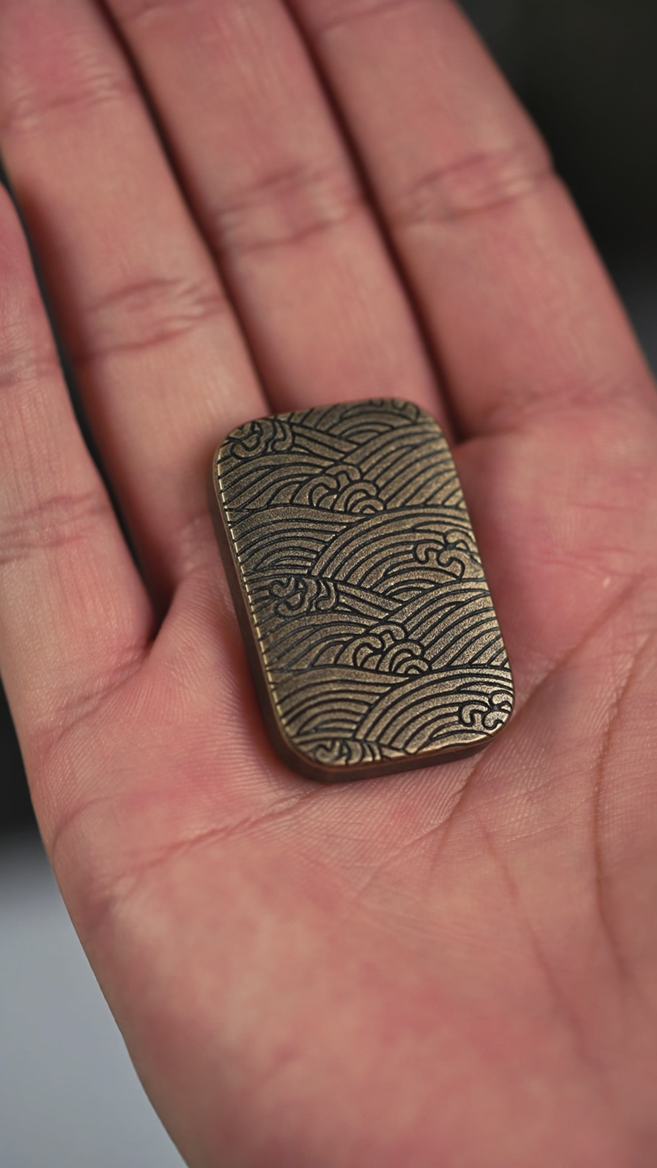 Ben Krein x URBAN Worry Stone - Aged Brass w/ Seigaiha