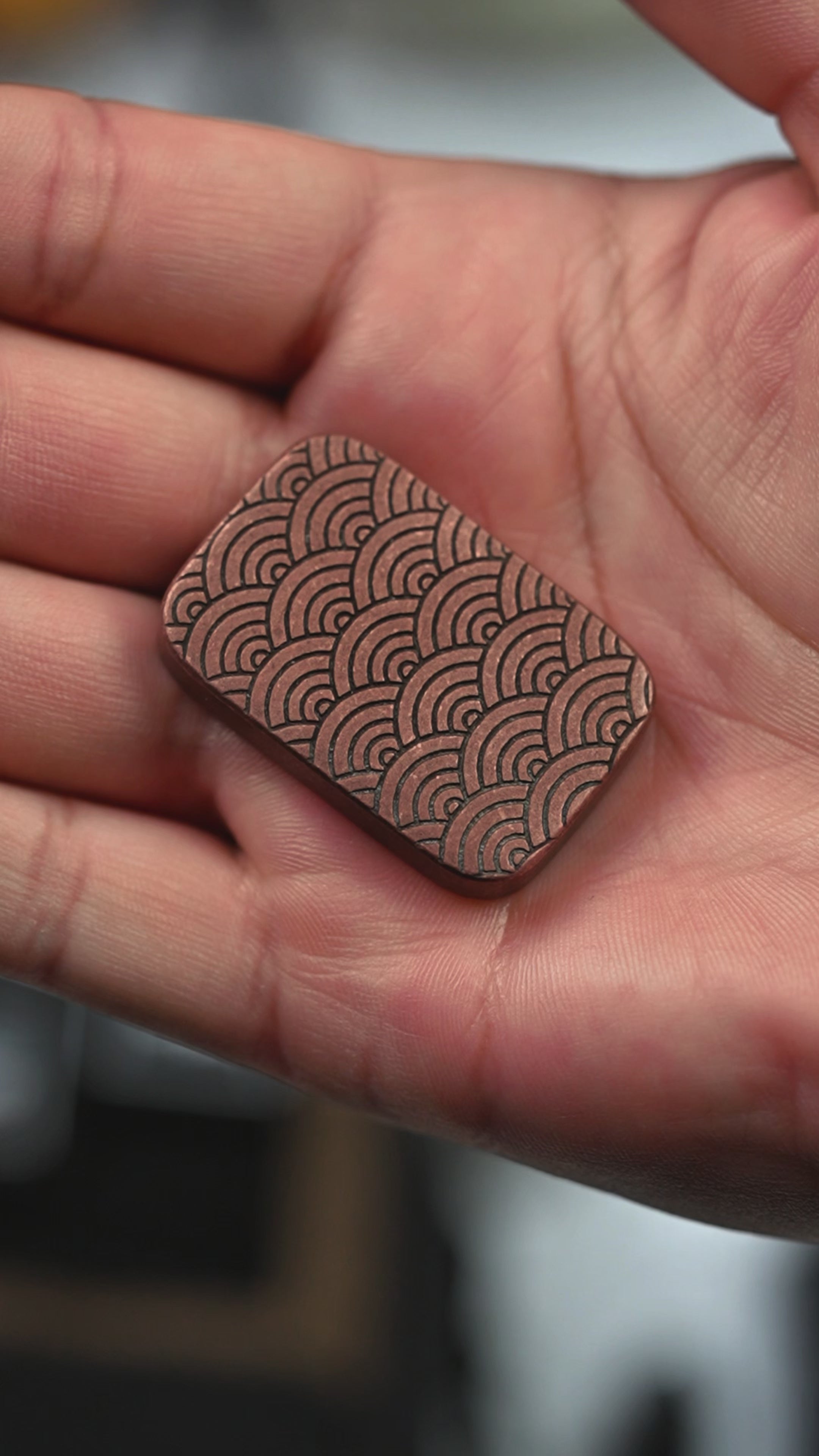 Ben Krein x URBAN Worry Stone - Aged Copper Seigaiha – URBAN EDC®
