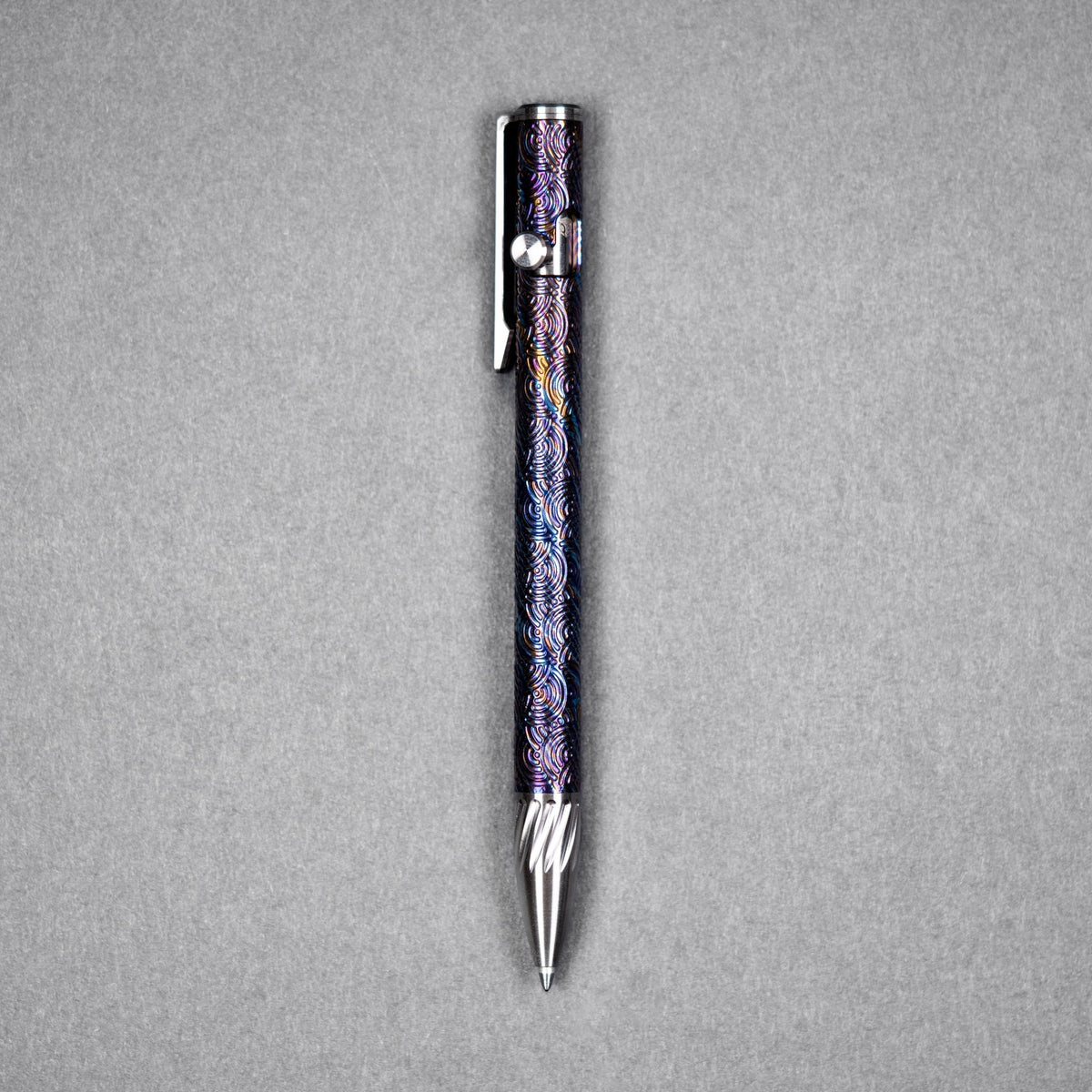 Q3D x URBAN Bolt Action Pen - Twist Ti Damascus & Machined Clip w/ Chaos Seigaiha™ - URBAN EDC®