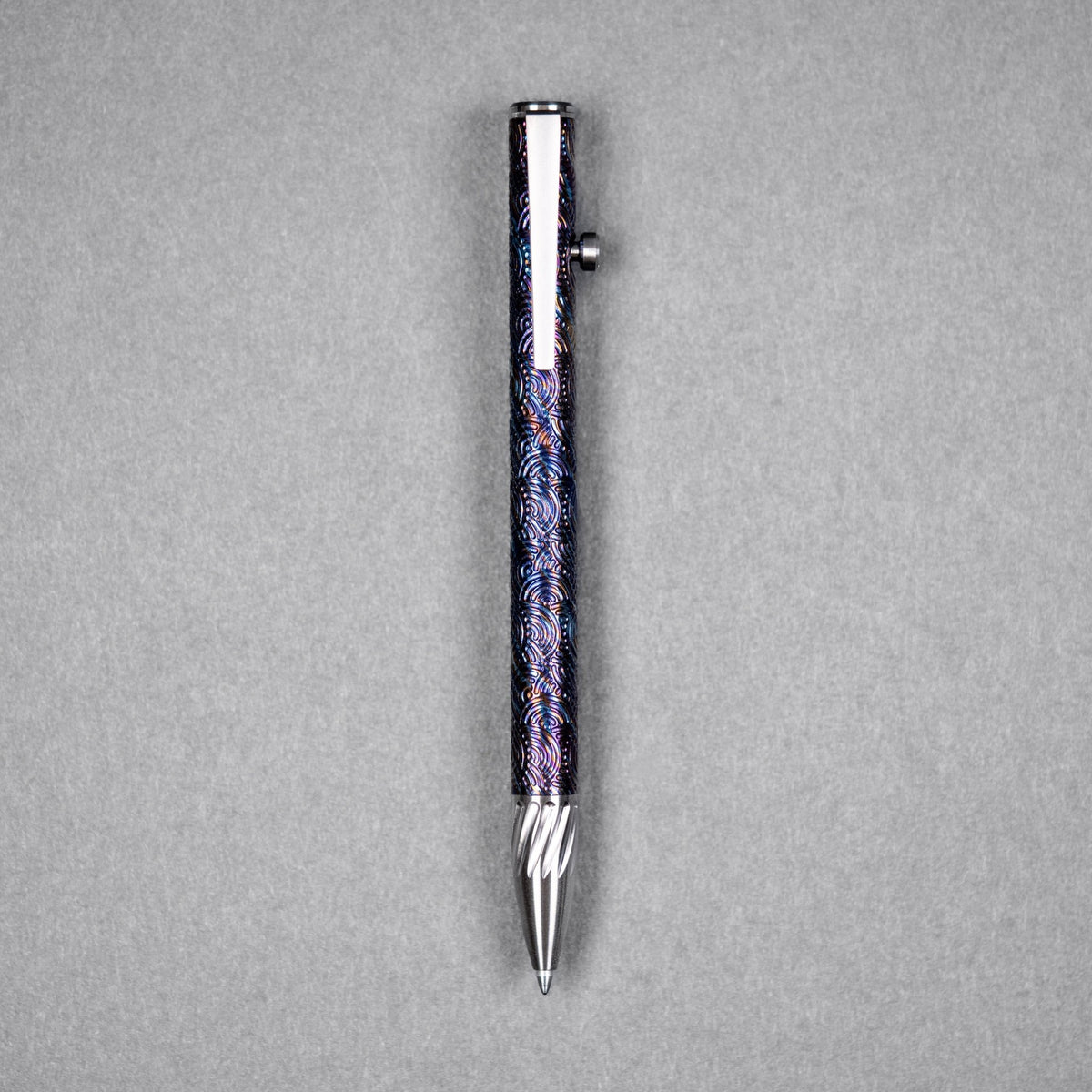 Q3D x URBAN Bolt Action Pen - Twist Ti Damascus & Machined Clip w/ Chaos Seigaiha™ - URBAN EDC®