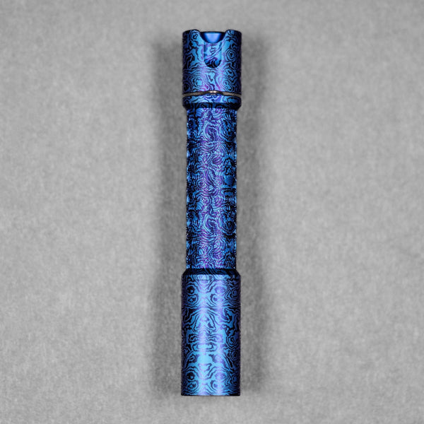 Reylight x URBAN Pineapple Mini Flashlight - Purple Threads Ti Chaos Seigaiha™ w/ Milled Ti Clip - URBAN EDC®