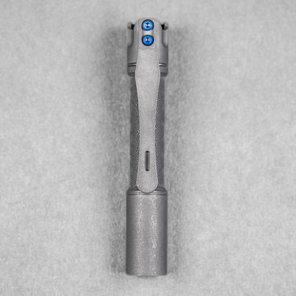 Reylight x URBAN Pineapple Mini Flashlight - Stonewashed Ti Chaos Seigaiha™ w/ Milled Ti Clip - URBAN EDC®