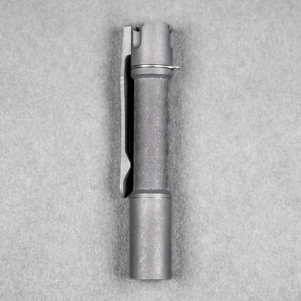 Reylight x URBAN Pineapple Mini Flashlight - Stonewashed Ti Chaos Seigaiha™ w/ Milled Ti Clip - URBAN EDC®